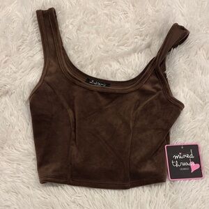 Mixed Threads brown velvet crop tank
